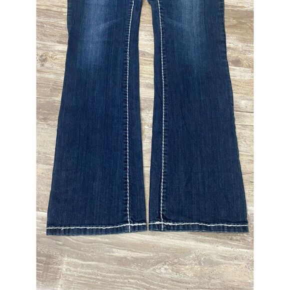 Miss Chic Boot Cut Jeans Rhinestone Studded Flap Pocket Women’s Junior’s Sz 9 - Picture 3 of 9